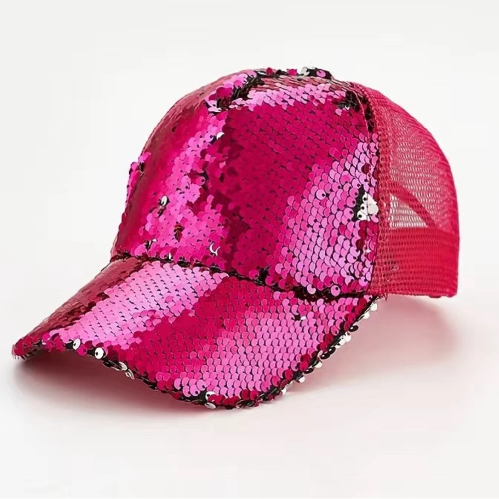 NWT Dark Pink sequins baseball hat
